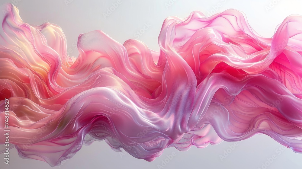 Flowing Abstract Shape in Pink over White Background Generative AI Flowing Abstract Shape in Pink over White Background Generative AI