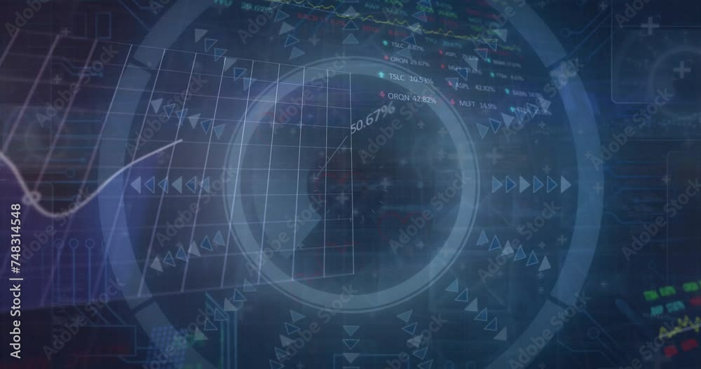 Animation of scope scanning and data processing over dark background Animation of scope scanning and data processing over dark background