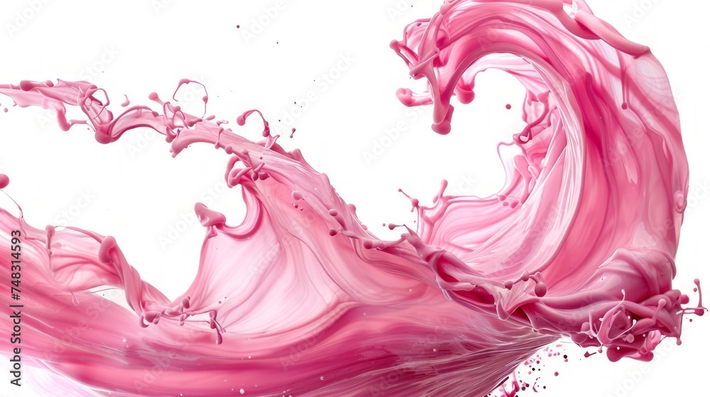 Fototapeta premium Dynamic Flow of Bright Pink Liquid Paint in a Circle Generative AI