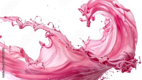 Dynamic Flow of Bright Pink Liquid Paint in a Circle Generative AI