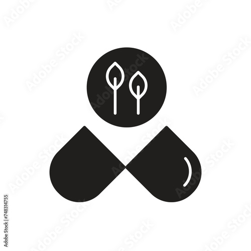 Herbal capsule icon design, herbal medicine symbol isolated on white background, vector illustration