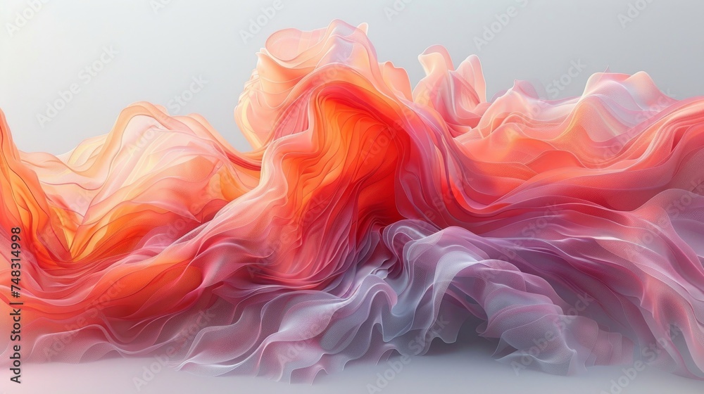 Abstract Shape Flowing Over White Background Generative AI Abstract Shape Flowing Over White Background Generative AI