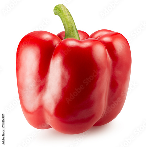 red bell pepper isolated on the white background. Clipping path