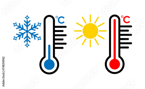 Thermometer Icon on white isolated.Vector illustration.Temperature scale symbol