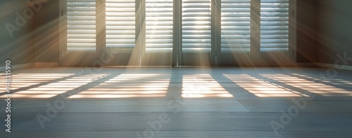 flat white floor in the middle of a shadow space with a pair of shutters