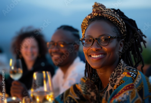 friends drinking wine at social gathering