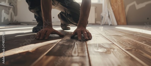 installing wood flooring in an empty room