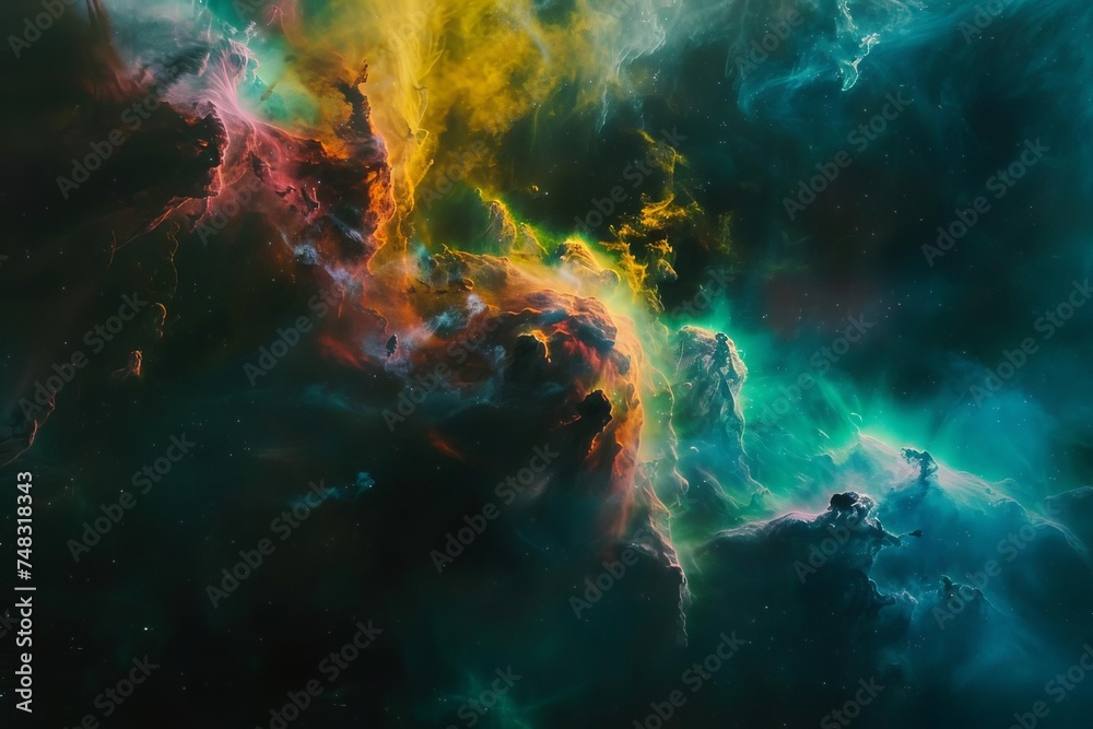 Vibrant nebula in deep space Glowing cosmic dust and gas clouds in various colors. astronomy Deep space exploration Cosmic beauty Universe mystery Vibrant nebula in deep space Glowing cosmic dust and gas clouds in various colors. astronomy Deep space exploration Cosmic beauty Universe mystery