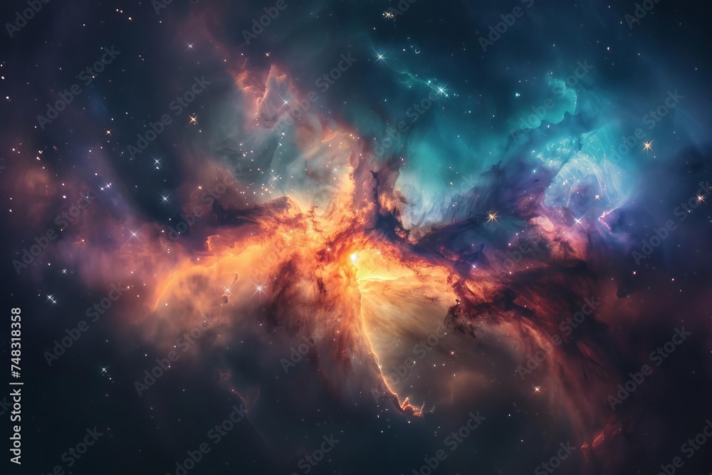 Vibrant nebula in deep space Glowing cosmic dust and gas clouds in various colors. astronomy Deep space exploration Cosmic beauty Universe mystery Vibrant nebula in deep space Glowing cosmic dust and gas clouds in various colors. astronomy Deep space exploration Cosmic beauty Universe mystery