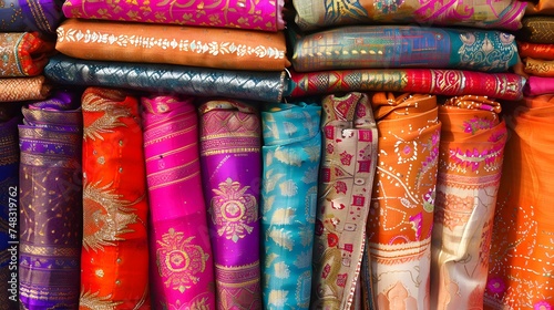 Colourful Indian Fabric in the market 