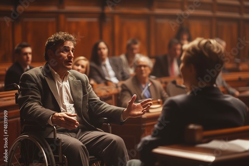 Wheelchair-Bound Lawyer Addressing the Courtroom