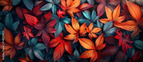 many colorful leaves in mixed colors