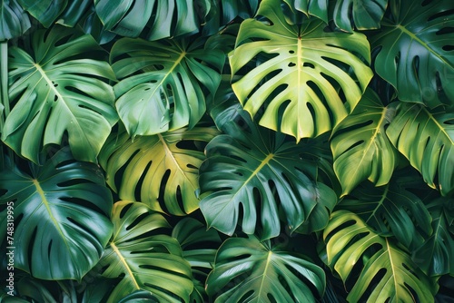 hd wallpaper green green monstera foliage in large scale