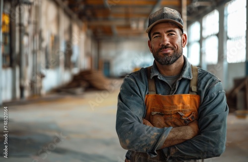 mechanic standing in an empty building
