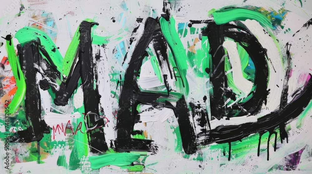 Fototapeta premium Vibrant Fauvist Style Green and Black Abstract Generative AI