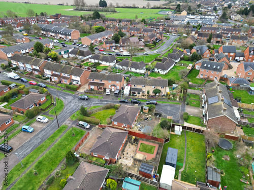 High Angle View of Arlesey Town at Bedfordshire, England United Kingdom