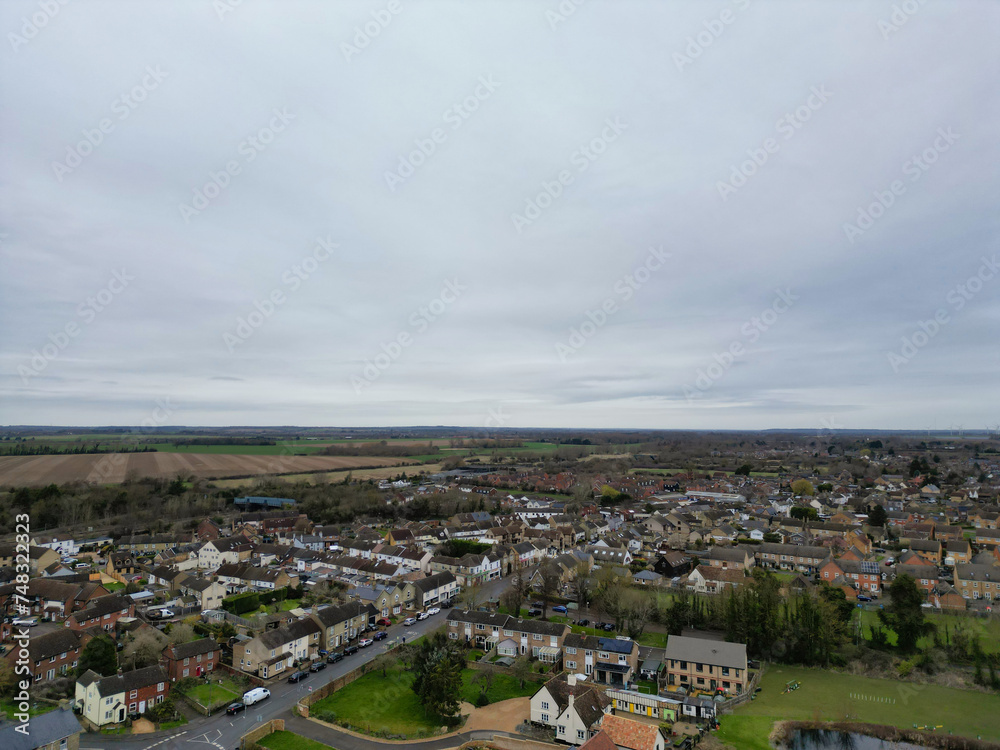 High Angle View of Arlesey Town at Bedfordshire, England United Kingdom