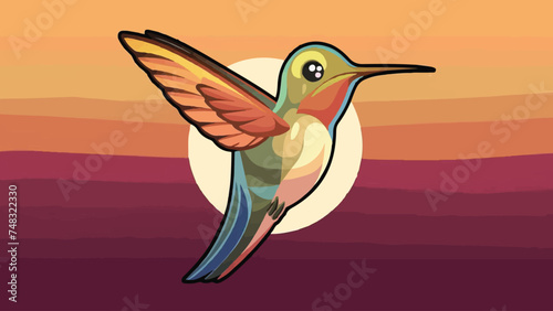 Delight in Nature's Beauty: Flat Vector Illustration Showcasing the Graceful Hummingbird in Vibrant Detail.  photo