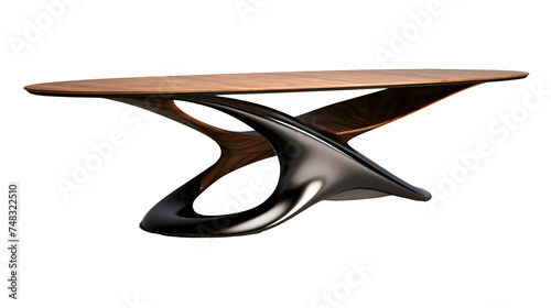  An ultra modern wood and metal table with sleek design, showcased, transparent background