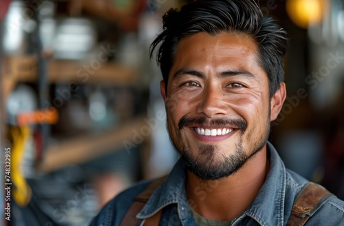 smiling male mechanic in work attire