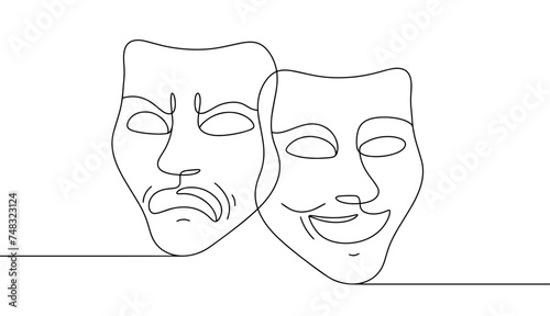 Theater mask. Face. Emotion. Joy. Sadness photo