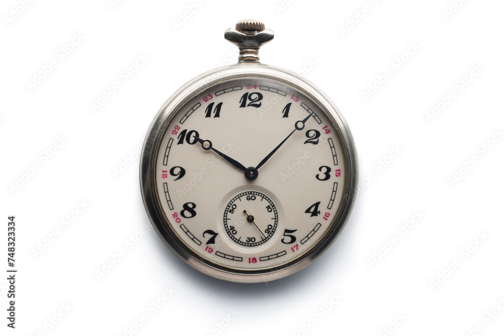 Mechanical silver pocket watch isolated Mechanical silver pocket watch isolated