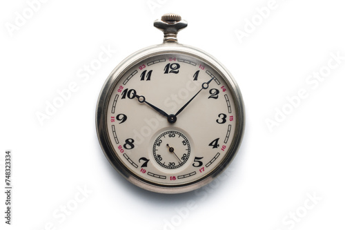 Mechanical silver pocket watch isolated