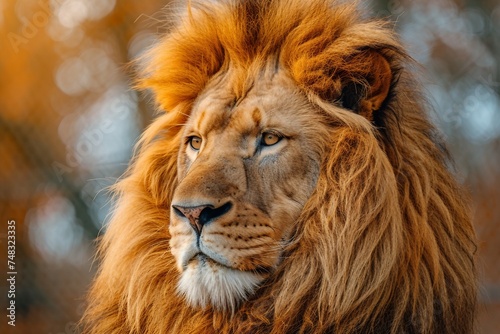 The Lion's Formidable Presence: Majestic Mane and Muscular Contours