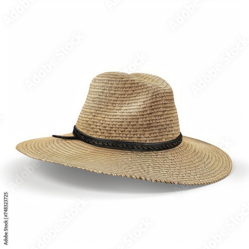 Women's Panama Hat on White Beach Generative AI
