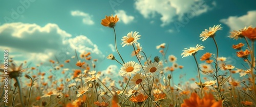 background summer meadow blue sky