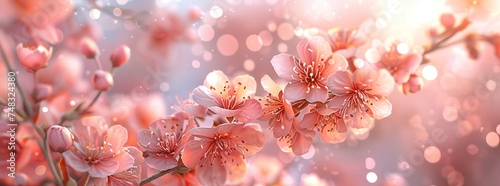 white background with pink flowers