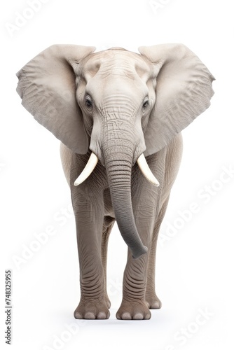African Elephant Isolated, Big Africa Animal, Gray Elephant on White Background