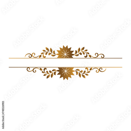 Vintage gold frame on a white background. Graphic vector design.
