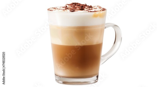 Hot coffee cappuccino latte art isolated on white background, clipping path included