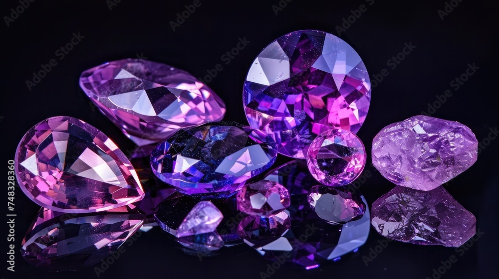 Natural Sapphire gemstone, Jewel or gems on black shine color, Collection of many different natural gemstones amethyst Natural Sapphire gemstone, Jewel or gems on black shine color, Collection of many different natural gemstones amethyst