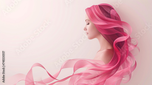 Wallpaper Mural Breast Cancer Awareness Ribbon and a girl in pink isolated on white background, Health care and medical info Torontodigital.ca