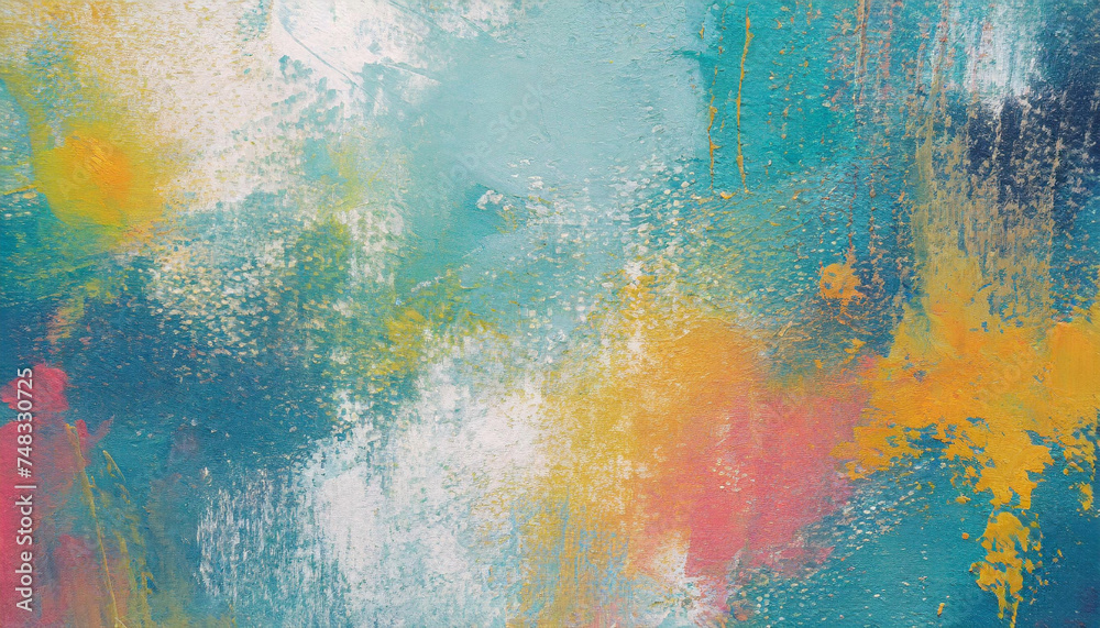 Obraz premium Abstract colorful oil acrylic painting texture on canvas, Close up green and yellow colors