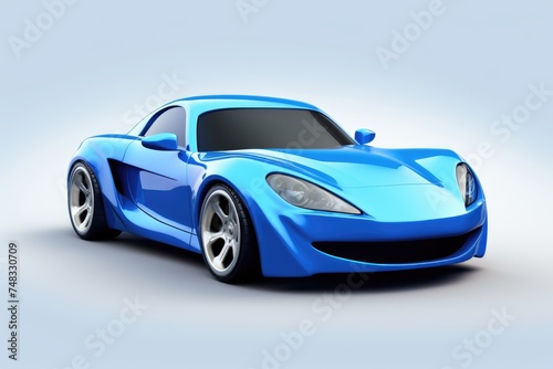 blue car with white isolated background