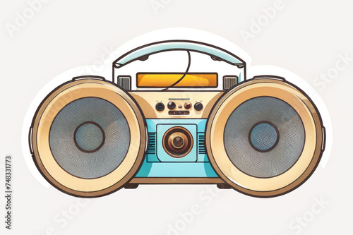 Retro vibes with this funky cartoon boombox sticker photo