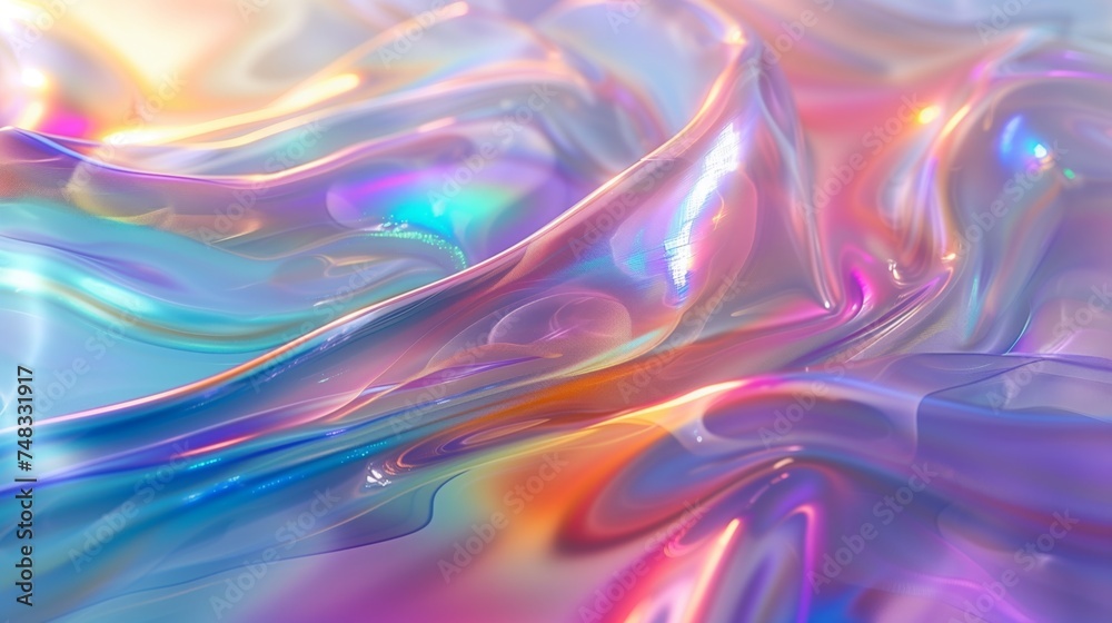 Fototapeta premium Ethereal holographic waves with a dynamic iridescent sheen