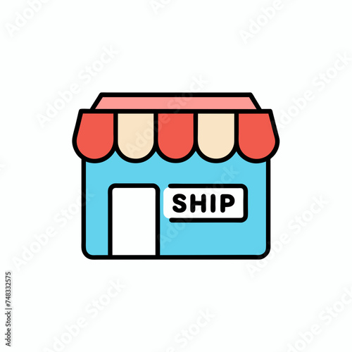 Shopping store logo. Online Shop Logo Design. Marketplace vector icon. online sme shop or store symbol in black color. small business outlet sign for apps and web ui design. Vector illustration