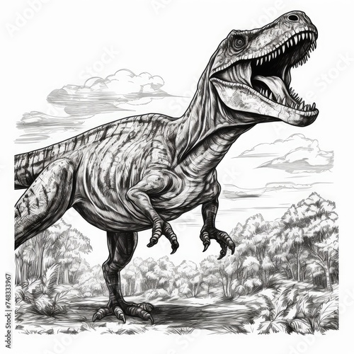 Dinosaur Sketch  Hand Drawn Sketched Dino  Engraving Dinosaurs  Ink Jurassic Monster Dinosaur