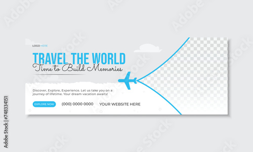 Creative travel facebook timeline cover banner design template, social media marketing ads promotion for tour tourism agency business advertising web banner layout bundle, new stylish editable vector