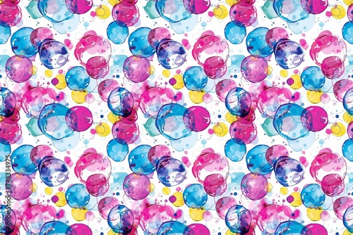 Seamless design with hand-illustrated bubbles. Colourful, repeatable artistic background. Wrapping paper, wallpaper.