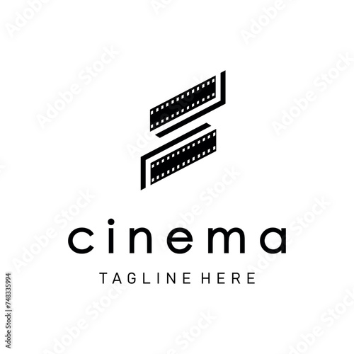 Initial Letter S Cinema with Filmstripes for Movie Production logo design
