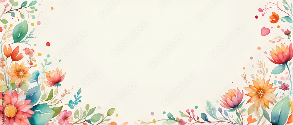 Vibrant Watercolor Flowers: Detailed Illustration, Isolated on White Background with Ample Copy Space