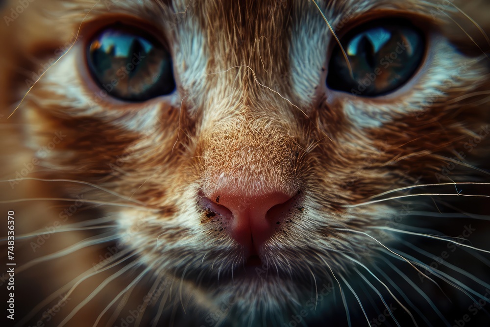 Cute Kitten Close up Portrait, Fun Animal Looking into Camera, Baby Cat Nose, Wide Angle Lens Cute Kitten Close up Portrait, Fun Animal Looking into Camera, Baby Cat Nose, Wide Angle Lens
