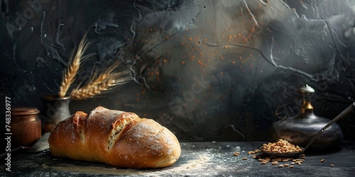 freshly baked bread in a rustic style