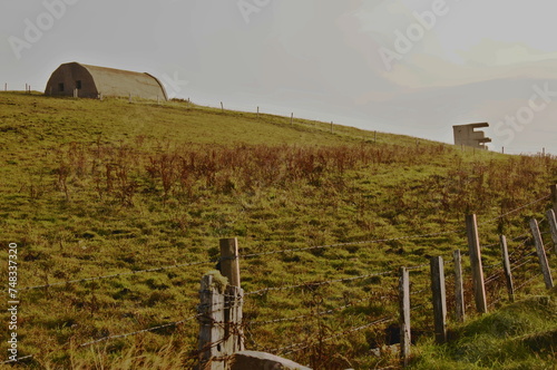 WW1 and WW2 Balfour Battery  at Hoxa Head guarding the Southern Entrance to the Scapa Flow, Orkney, Scotland, UK photo