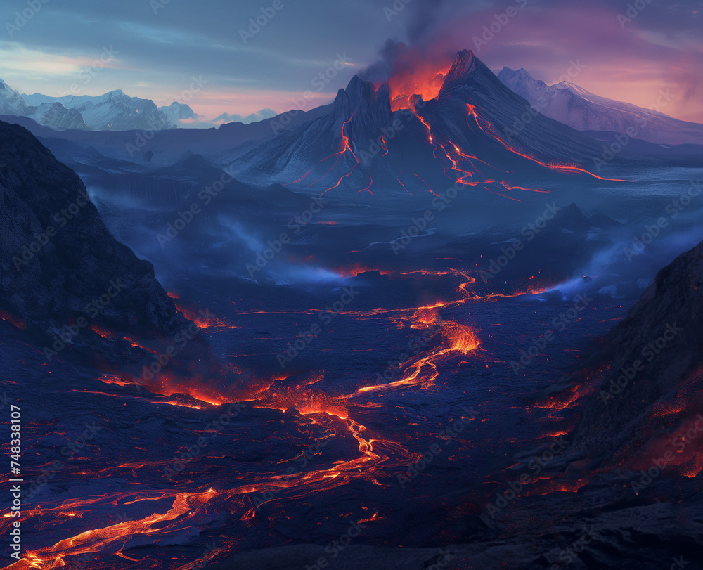 Amazing view of volcanos and lava